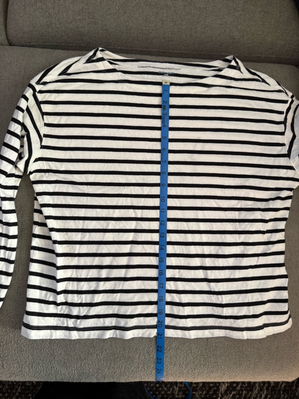 Old Navy Black & White Stripe Boat Neck Long Sleeve Top Large T - Picture 8 of 9
